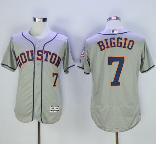 Astros #7 Craig Biggio Grey Flexbase Authentic Collection Stitched MLB Jersey - Click Image to Close